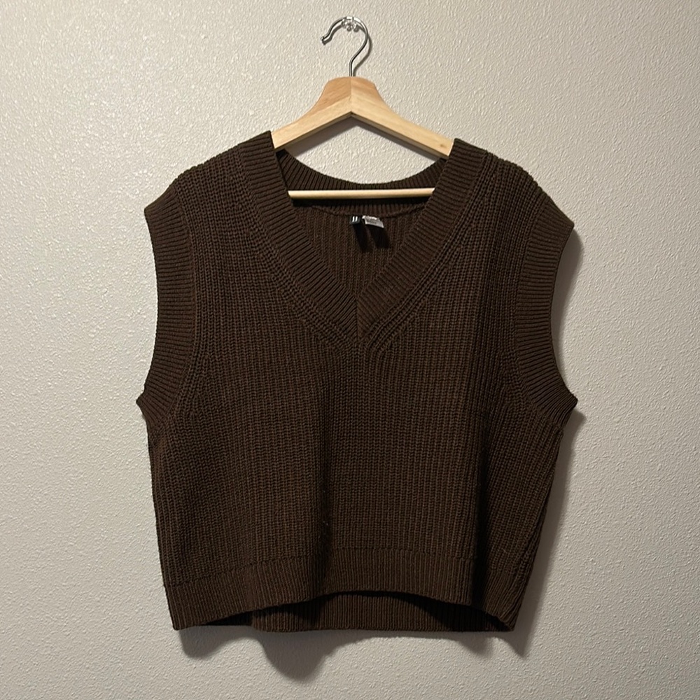 H&M Brown Knit Sleeveless Sweater Vest